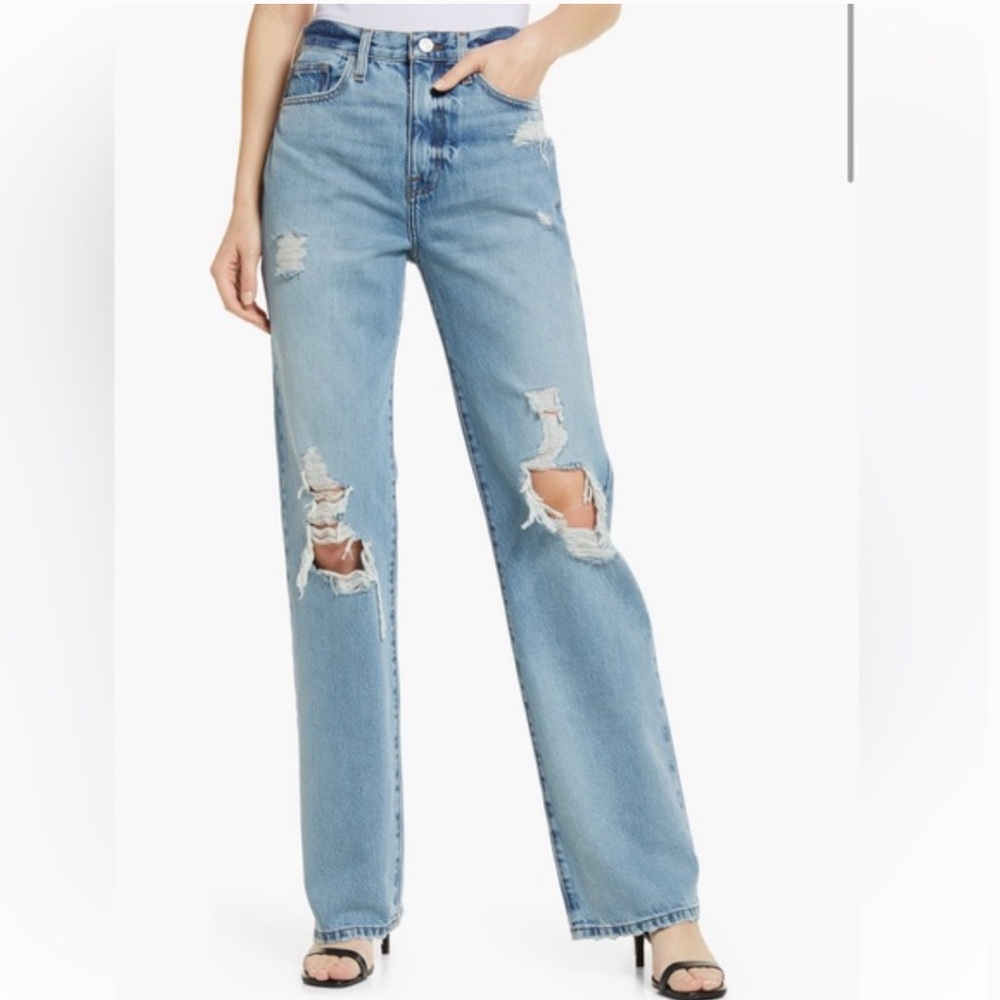 Frame Le Jane Straight Leg Distressed High Rise Jean Size 24